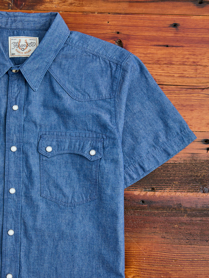 Modern Western Shirt in Indigo Chambray