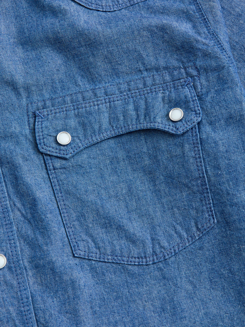 Modern Western Shirt in Indigo Chambray