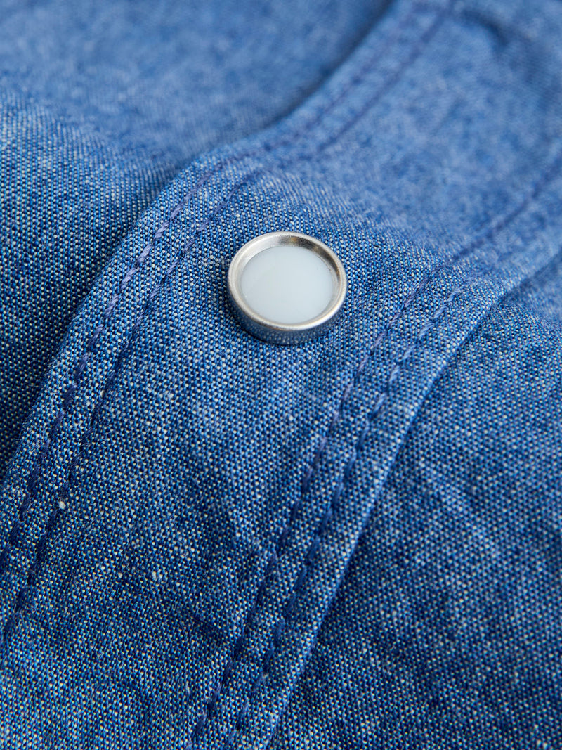 Modern Western Shirt in Indigo Chambray