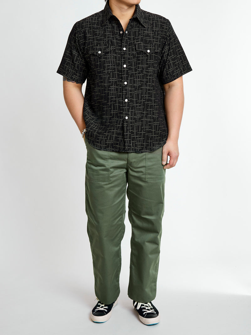 Geometric Plaid Western Shirt in Black