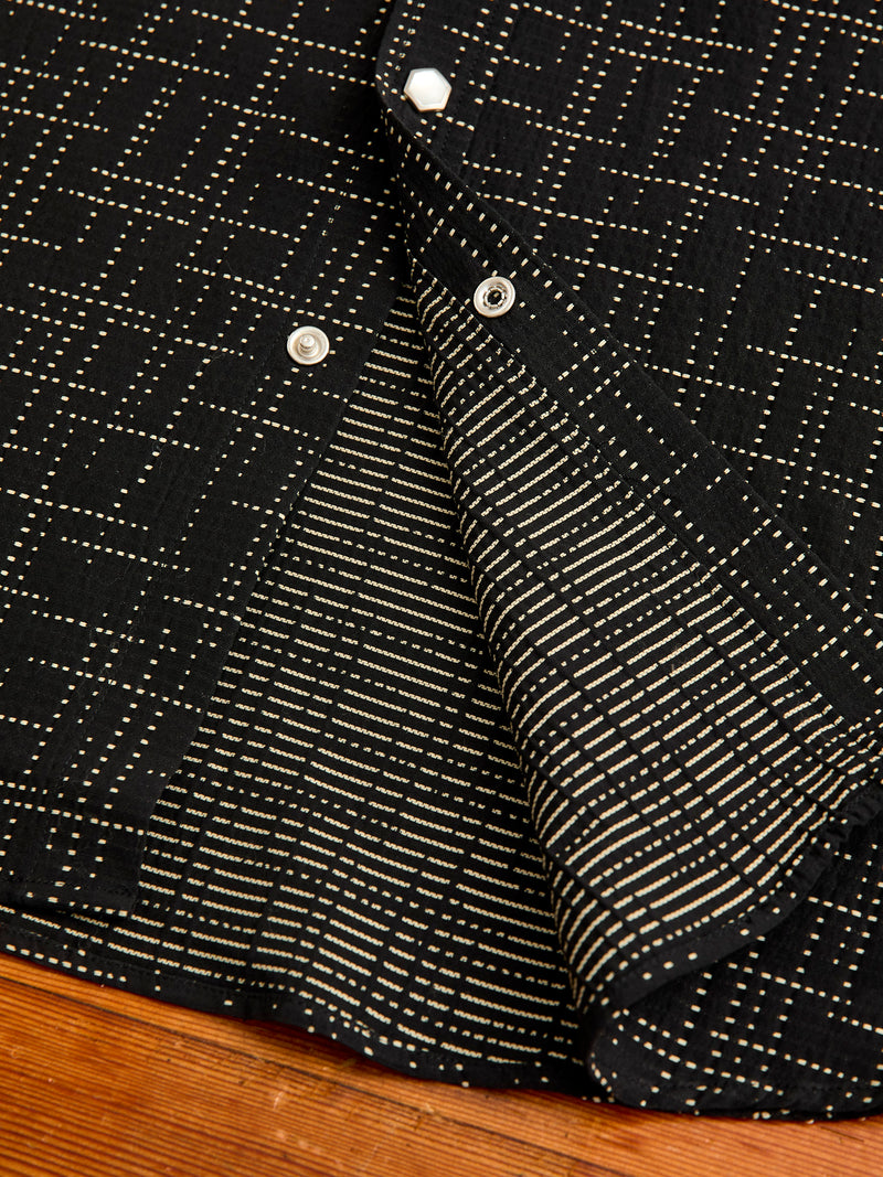 Geometric Plaid Western Shirt in Black