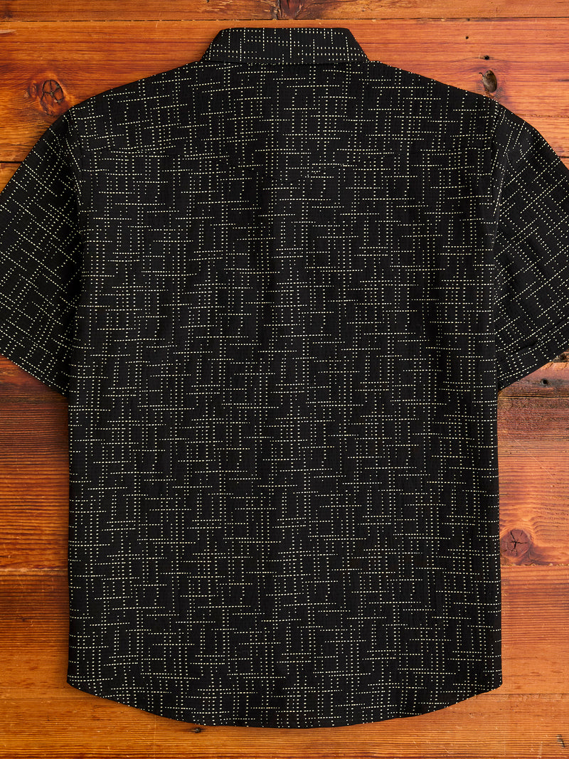 Geometric Plaid Western Shirt in Black