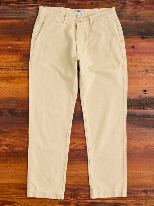 Rustic Plainweave Flat Front Chino in Natural
