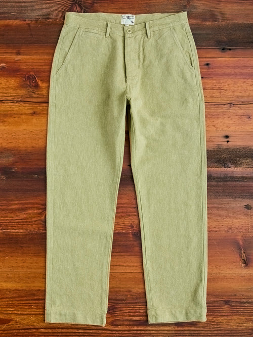 Rustic Plainweave Flat Front Chino in Olive