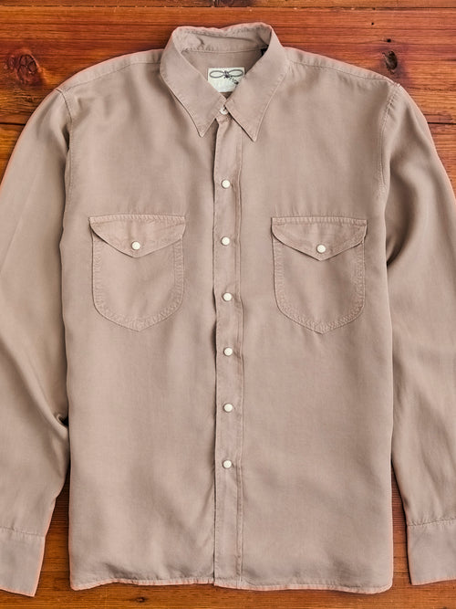Tencel Gabardine Pearl Snap Shirt in Nutmeg