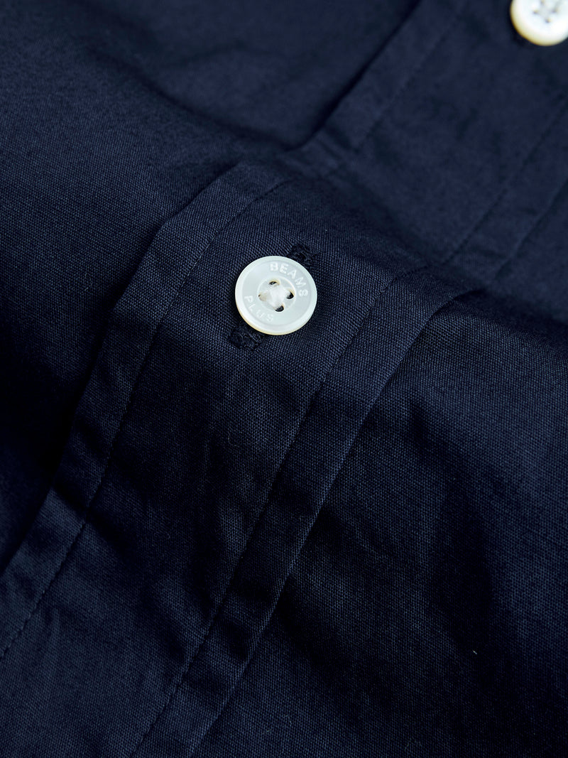 Broad Cloth Short Sleeve Button-Down Shirt in Navy