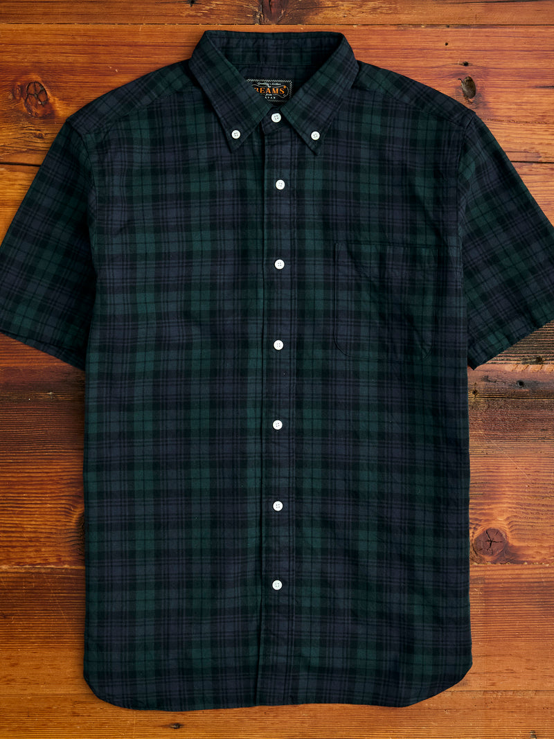 Short Sleeve Button-Down Shirt in Indigo Blackwatch