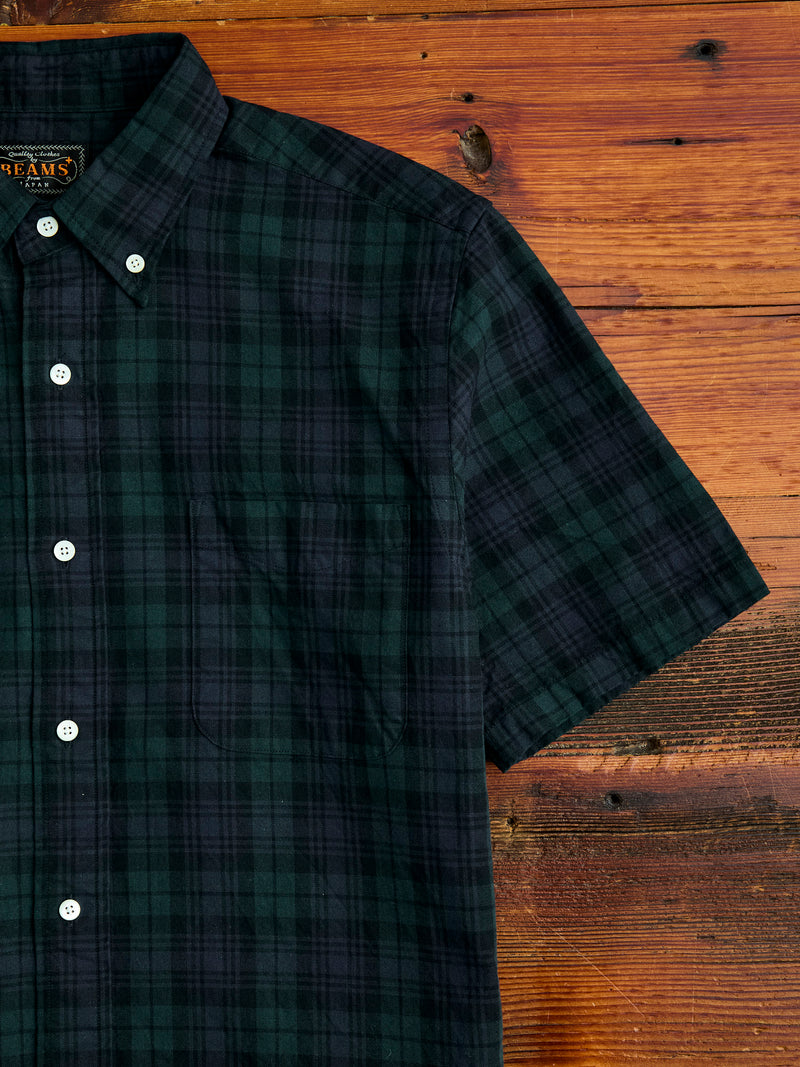 Short Sleeve Button-Down Shirt in Indigo Blackwatch