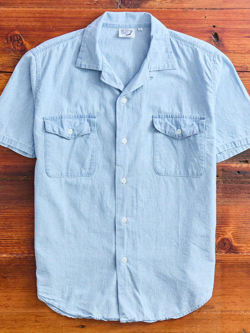 Short Sleeve Work Shirt in Chambray Bleached