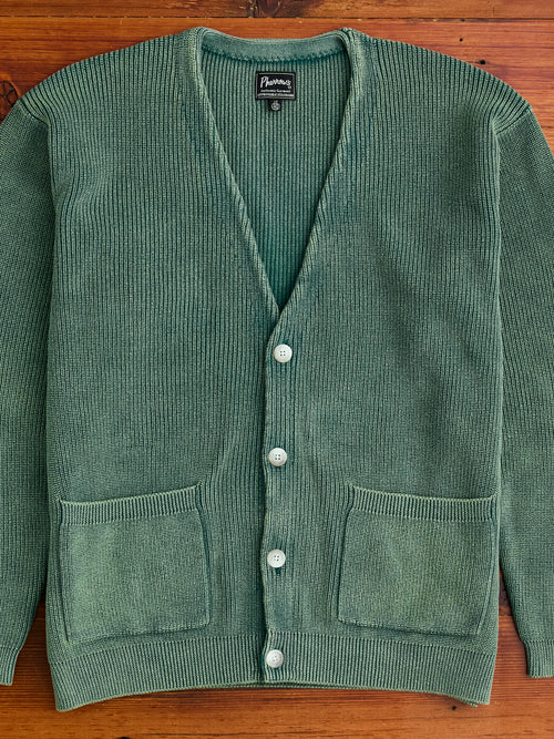 Pigment Dye Summer Cardigan in Faded Green