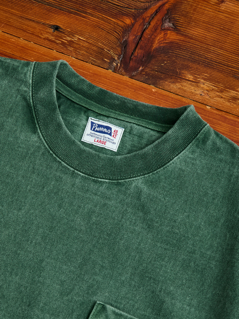 Heavyweight Pigment Dye Pocket T-Shirt in Faded Green
