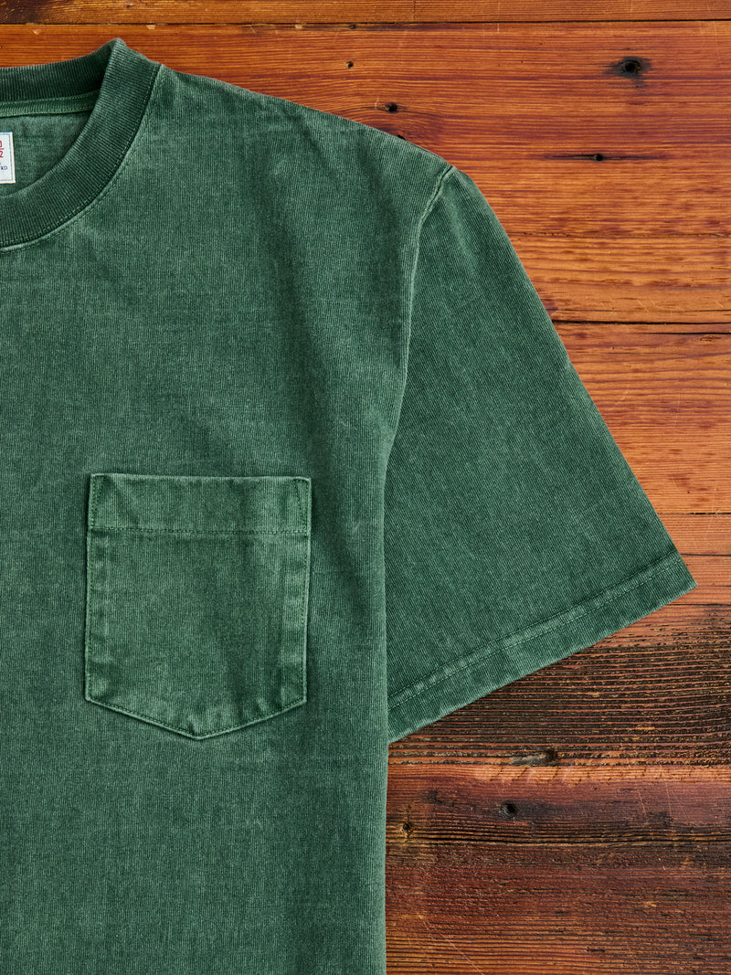 Heavyweight Pigment Dye Pocket T-Shirt in Faded Green