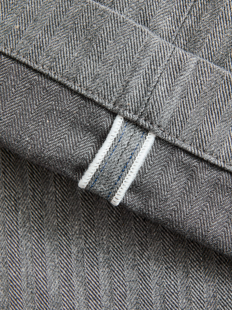 Stretch Herringbone Trousers in Heather Grey