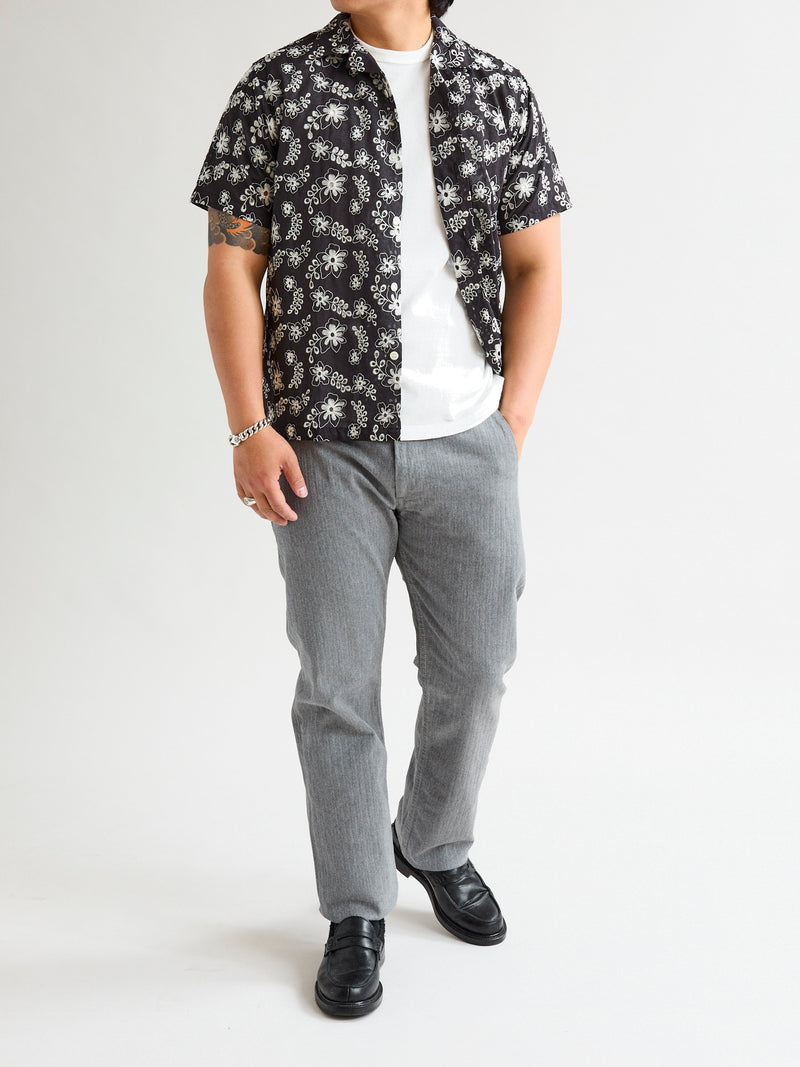 Stretch Herringbone Trousers in Heather Grey