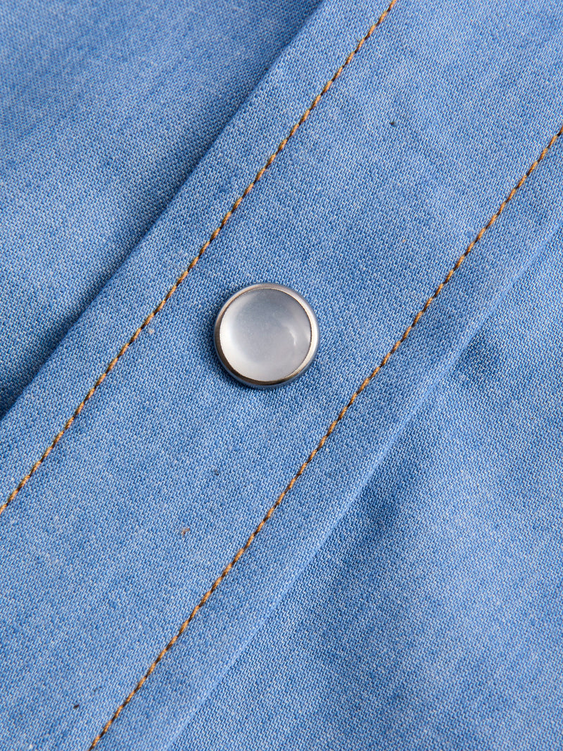 Drover Overshirt in Light Indigo Chambray