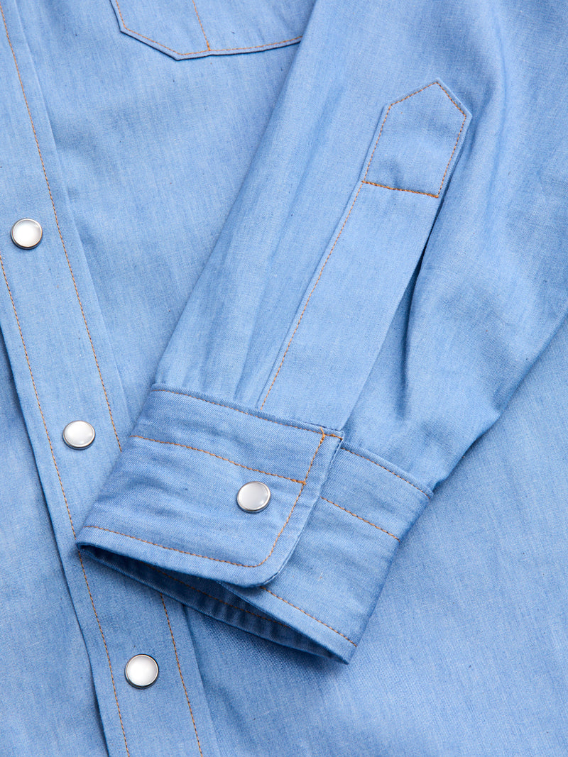 Drover Overshirt in Light Indigo Chambray
