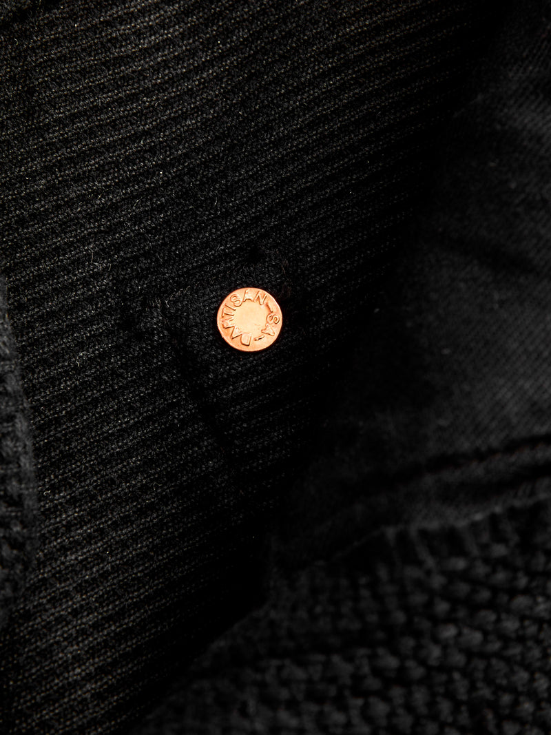 1877S "Kurozome" 14oz Deep Black Selvedge Sashiko Pants - Slim Straight Fit