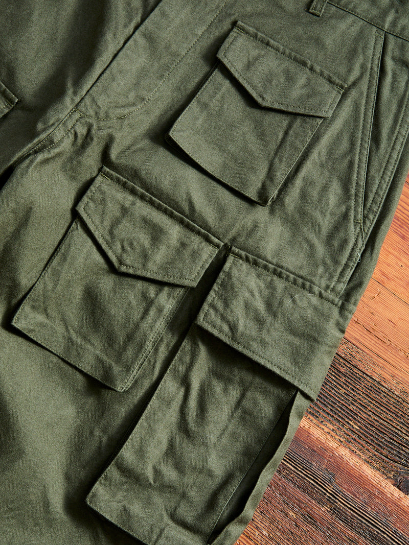 Brushed Herringbone FA Flight Cargo Pants in Olive