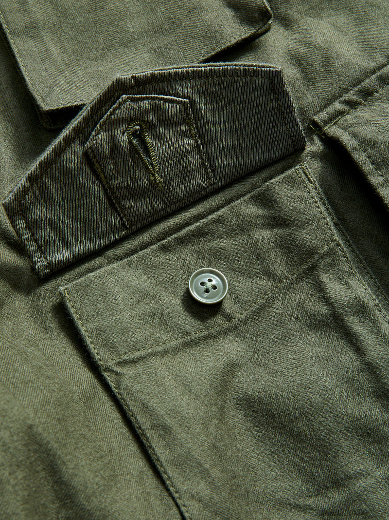 Brushed Herringbone FA Flight Cargo Pants in Olive