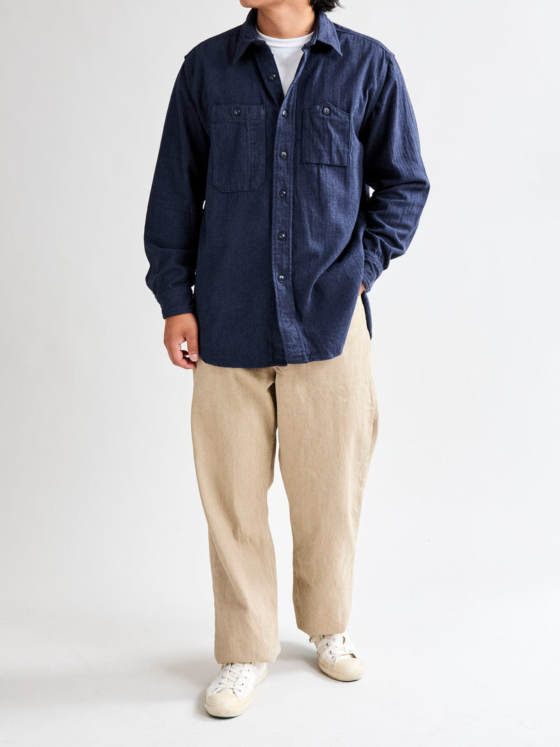 Herringbone Work Shirt in Navy