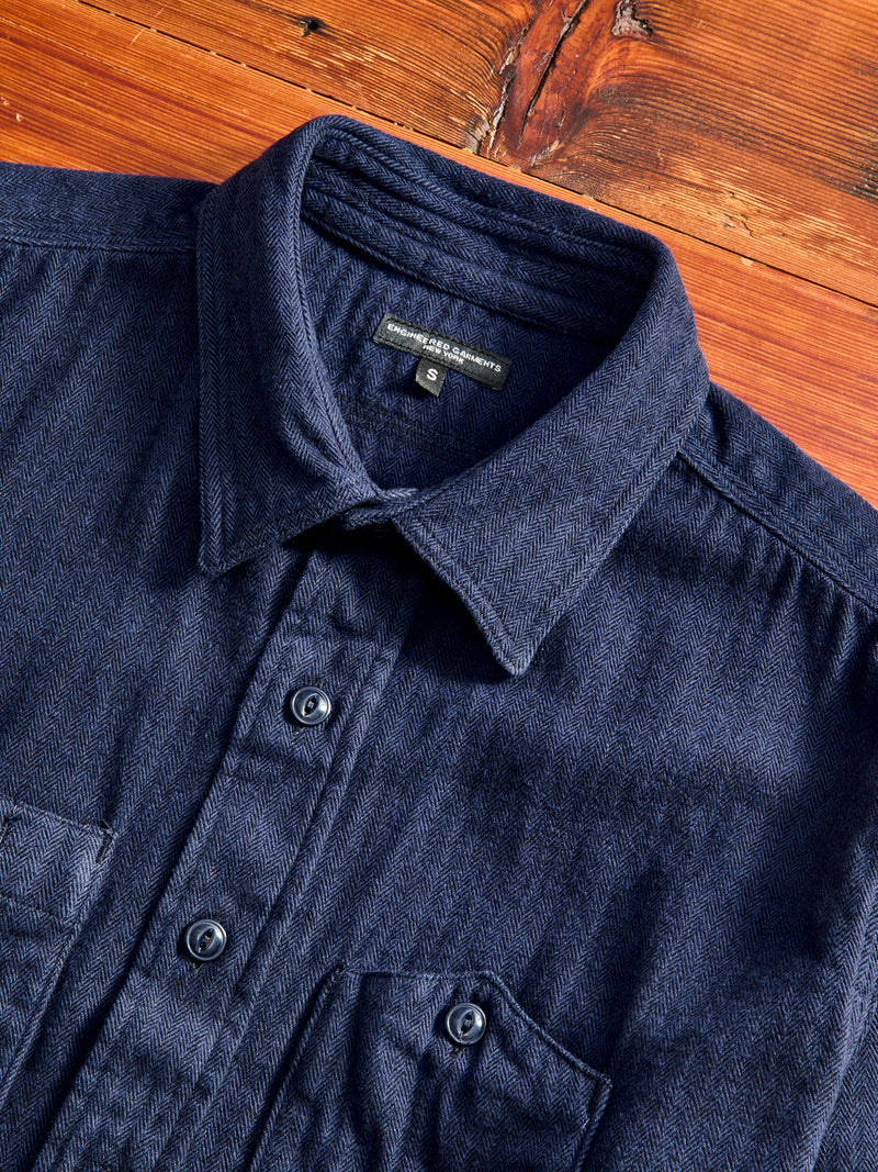 Herringbone Work Shirt in Navy