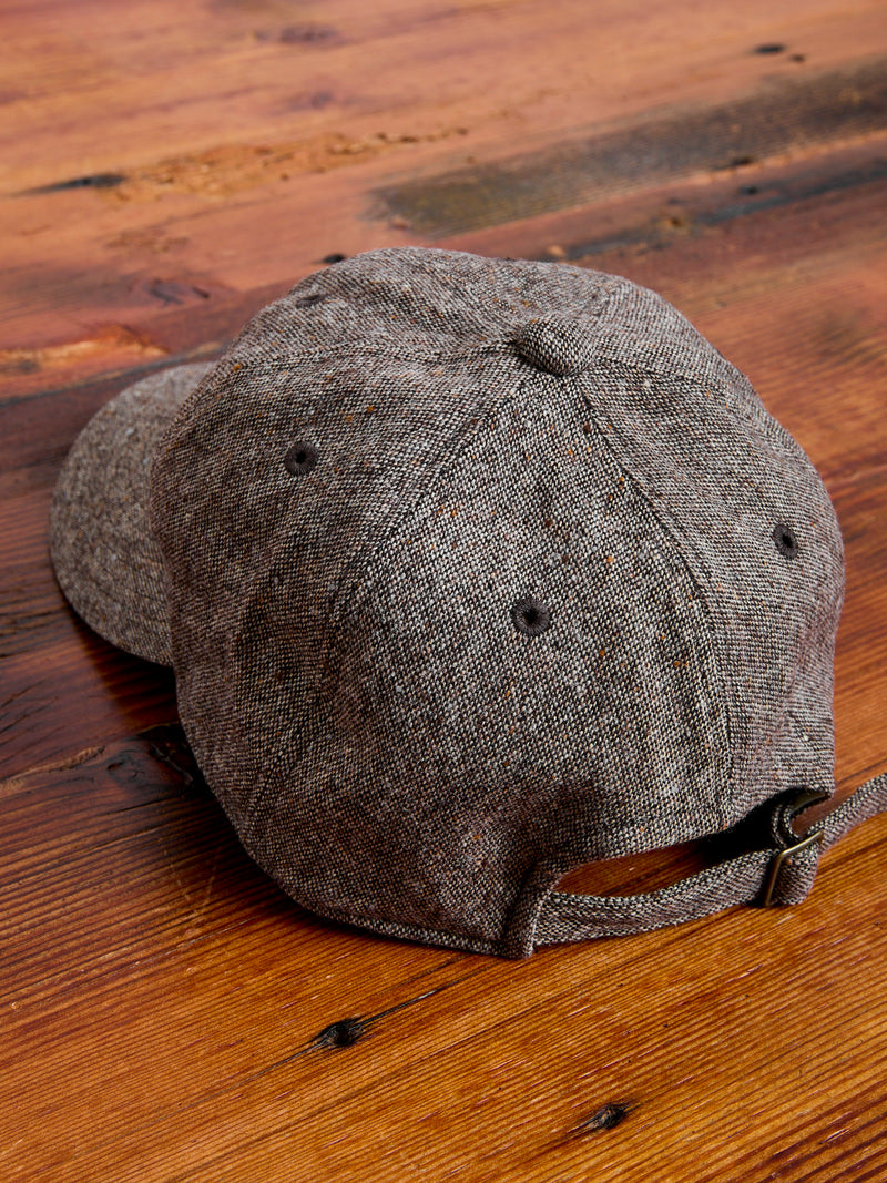 Patch Tweed Baseball Cap in Brown