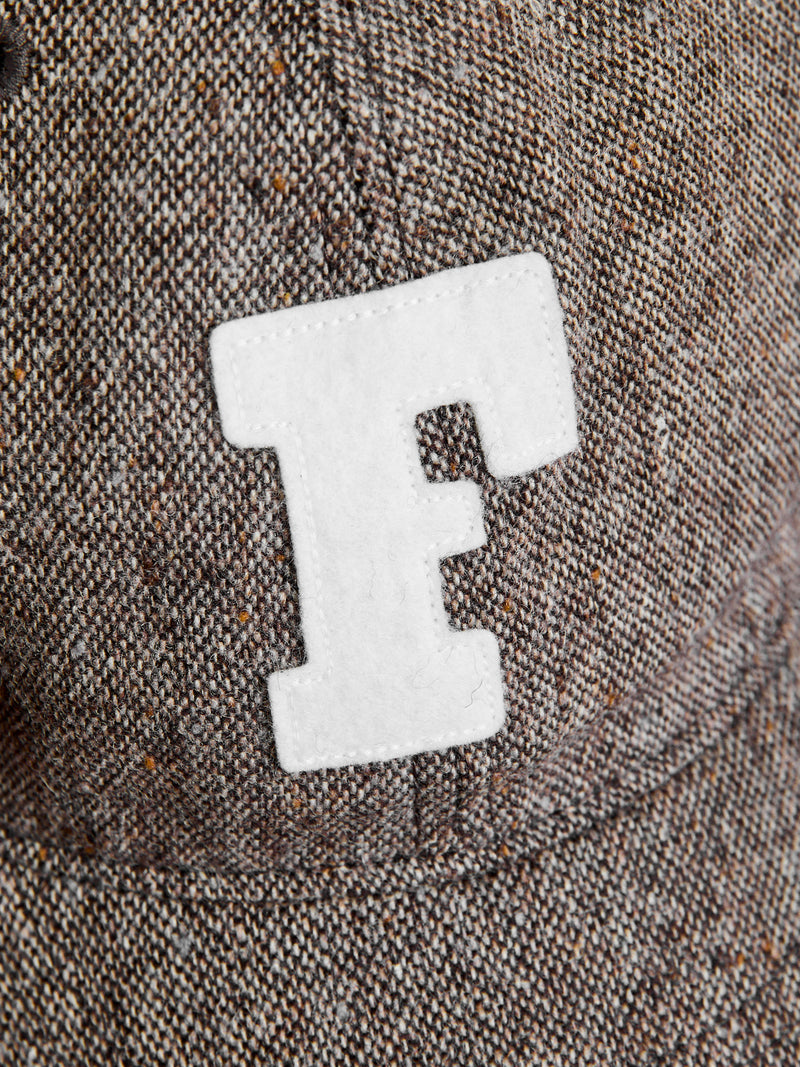 Patch Tweed Baseball Cap in Brown