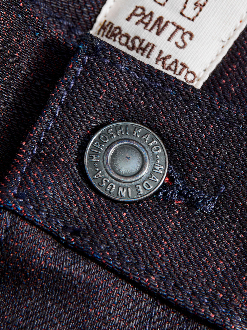 "Etched" 13oz Bordeaux Weft Stretch Selvedge Denim - Pen Slim