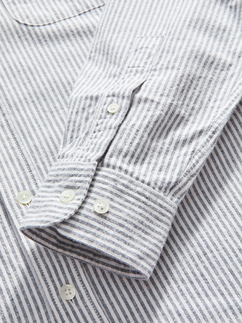 Brushed Oxford Stripe Button-Up Shirt in Blue