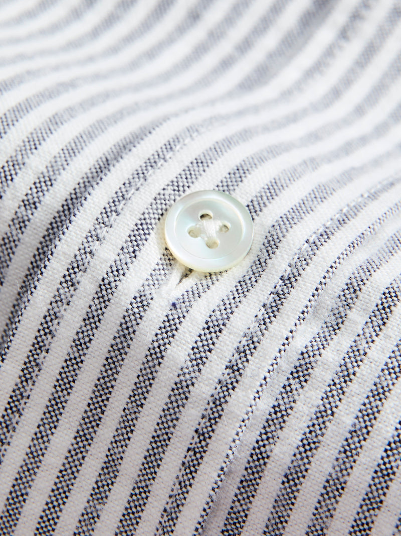 Brushed Oxford Stripe Button-Up Shirt in Blue