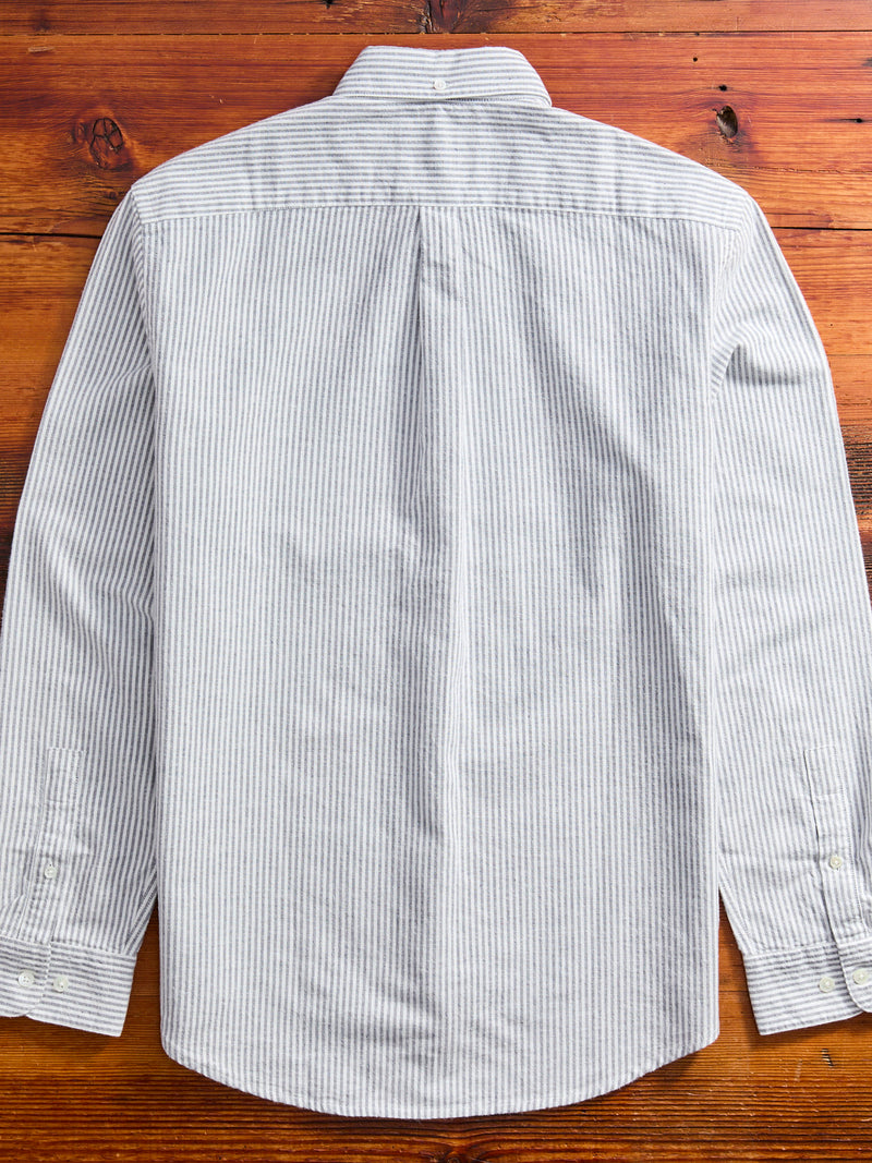 Brushed Oxford Stripe Button-Up Shirt in Blue