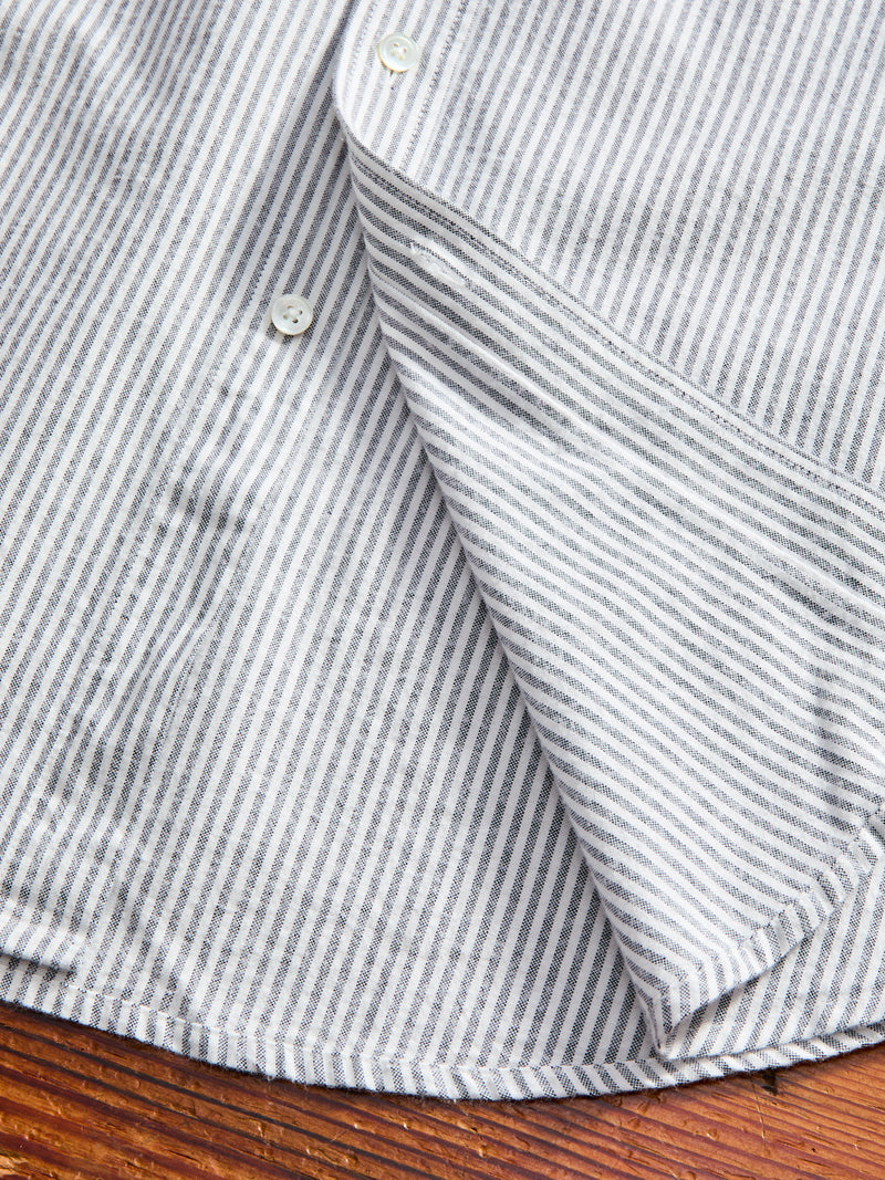 Brushed Oxford Stripe Button-Up Shirt in Blue