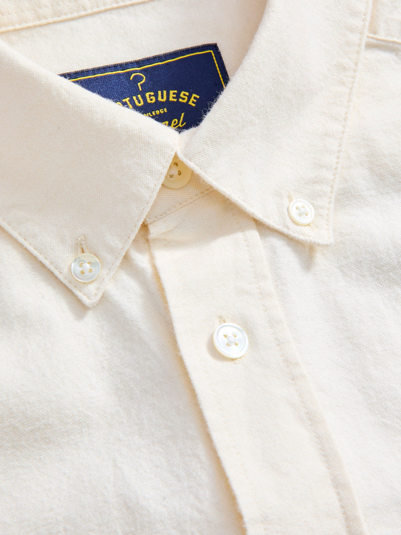 Brushed Oxford Button-Up Shirt in Ecru