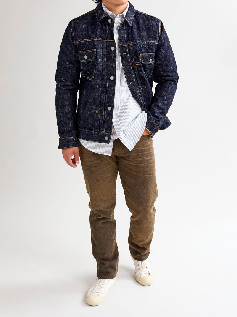 Brushed Oxford Stripe Button-Up Shirt in Blue