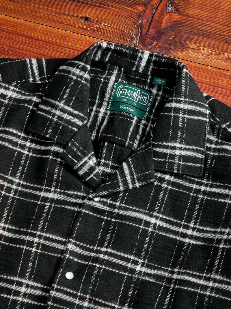 Cotton Slub Check Camp Shirt in Black