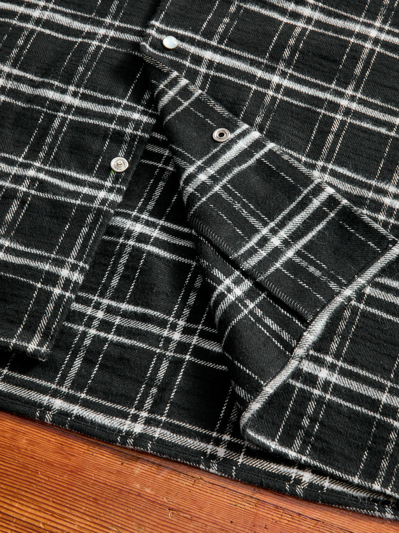 Cotton Slub Check Camp Shirt in Black