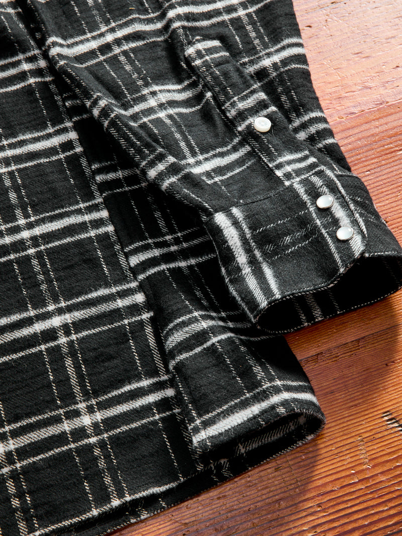 Cotton Slub Check Camp Shirt in Black