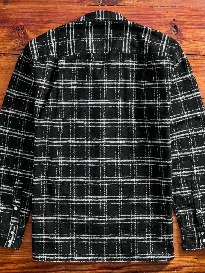 Cotton Slub Check Camp Shirt in Black