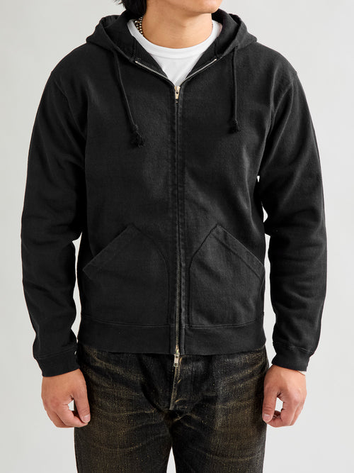 Extra Heavyweight Jersey Zip Hoodie in Black