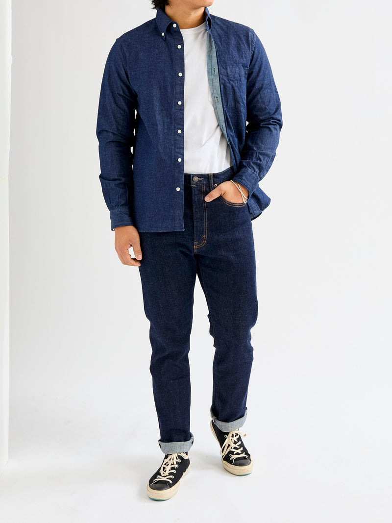 Denim Button-Down Shirt in Indigo