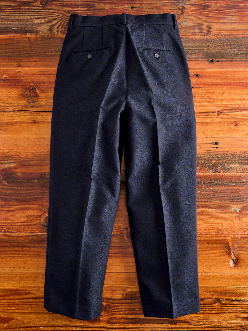 Wind Flow Jacquard Tucked Trousers in Dark Navy