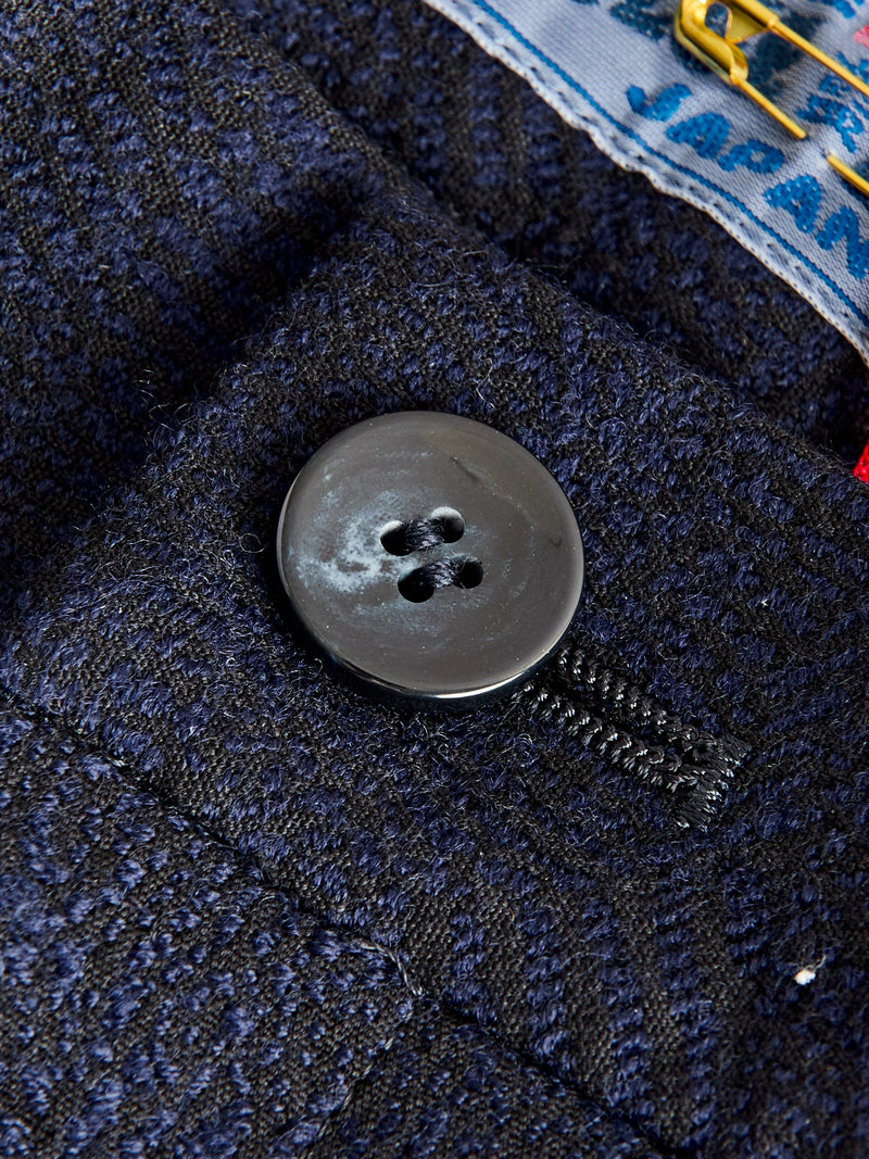 Wind Flow Jacquard Tucked Trousers in Dark Navy
