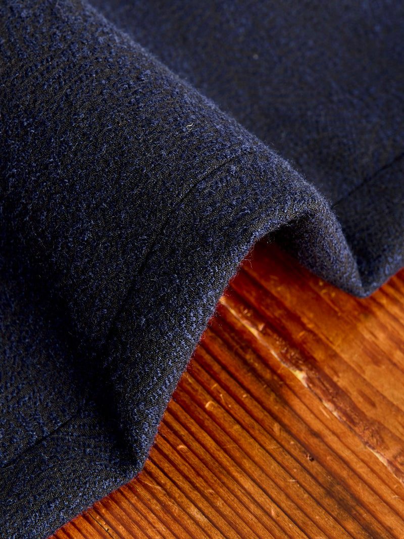 Wind Flow Jacquard Tucked Trousers in Dark Navy