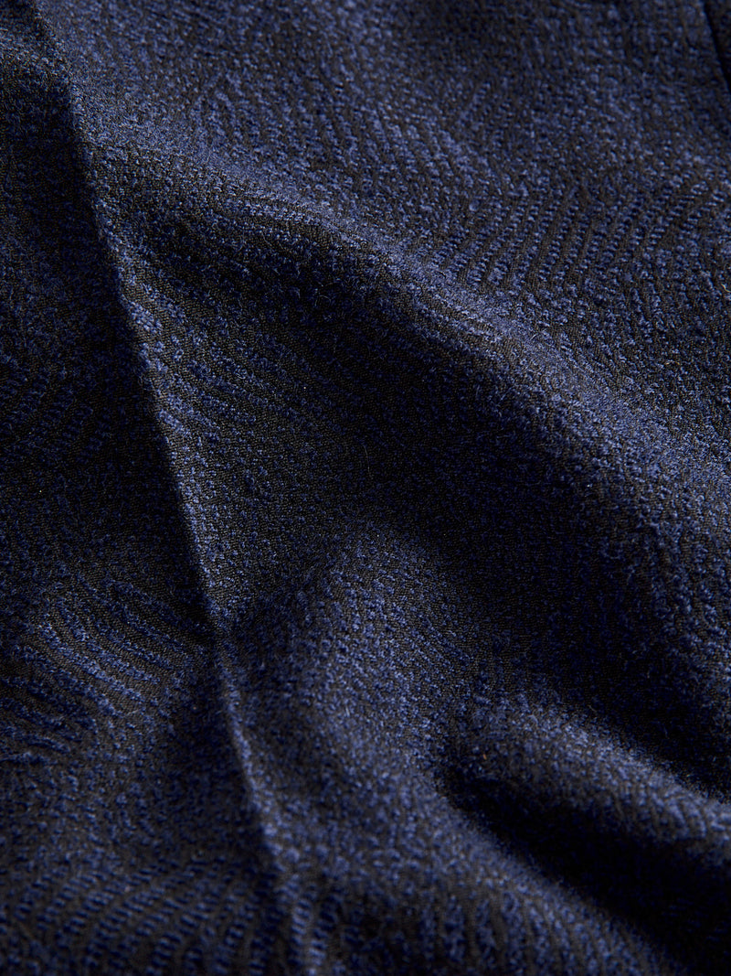 Wind Flow Jacquard Tucked Trousers in Dark Navy