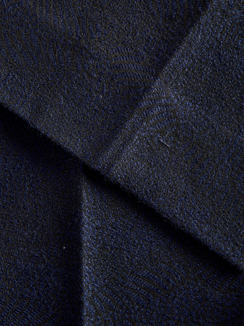 Wind Flow Jacquard Tucked Trousers in Dark Navy
