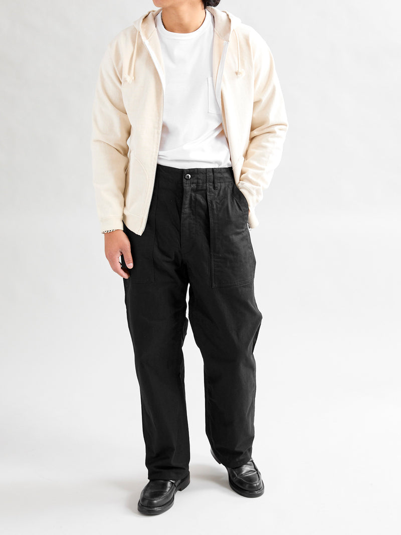 Brushed Herringbone Fatigue Pants in Black