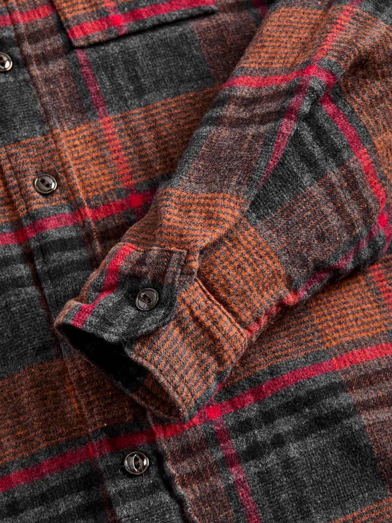 Flannel Work Shirt in Orange Red Plaid