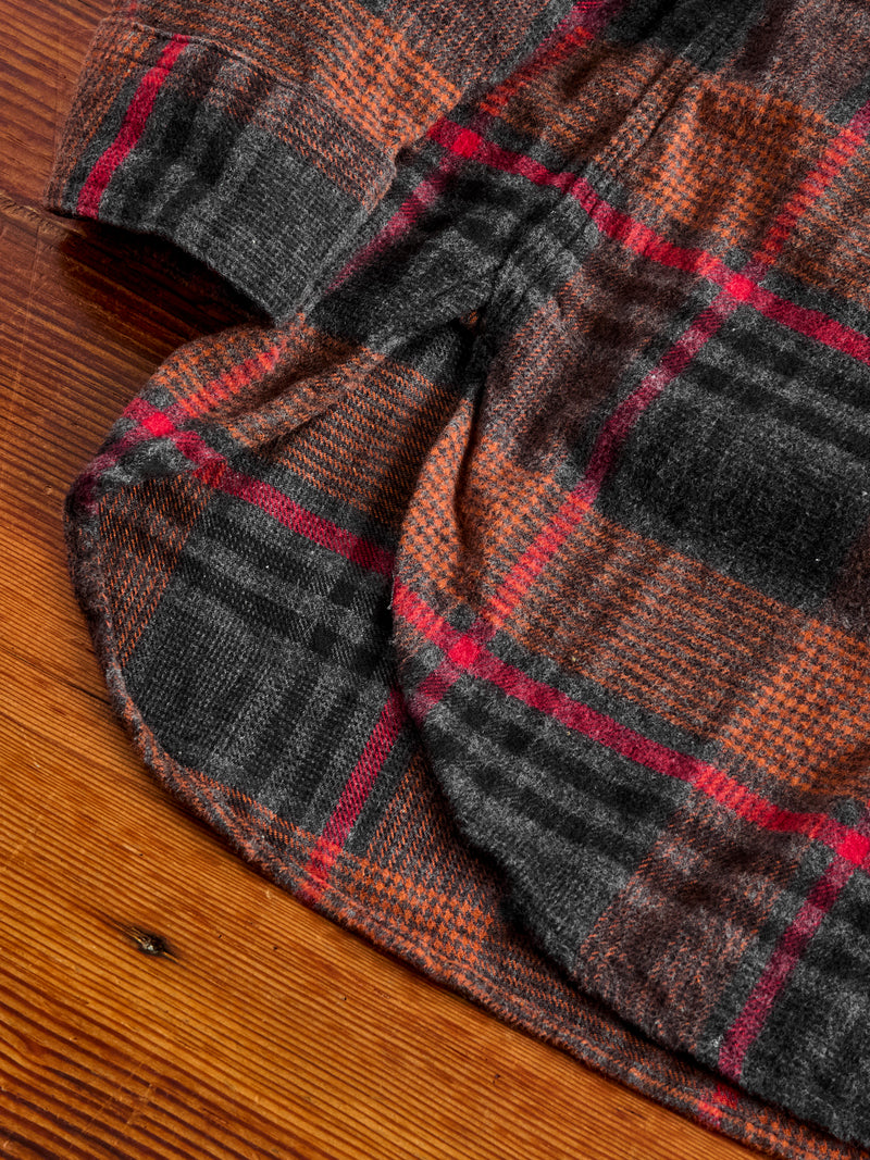 Flannel Work Shirt in Orange Red Plaid