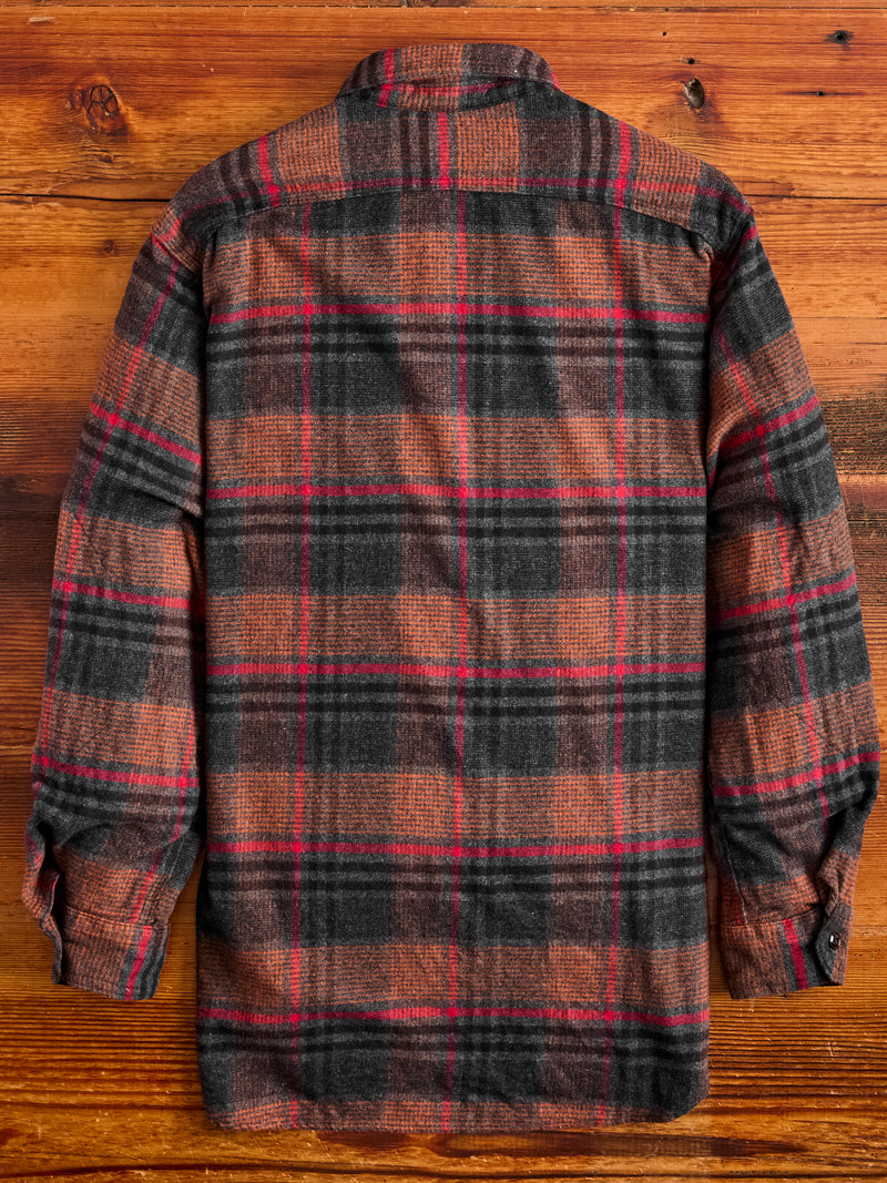 Flannel Work Shirt in Orange Red Plaid