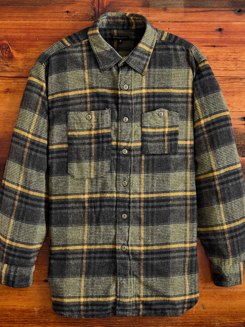 Flannel Work Shirt in Yellow Grey Plaid